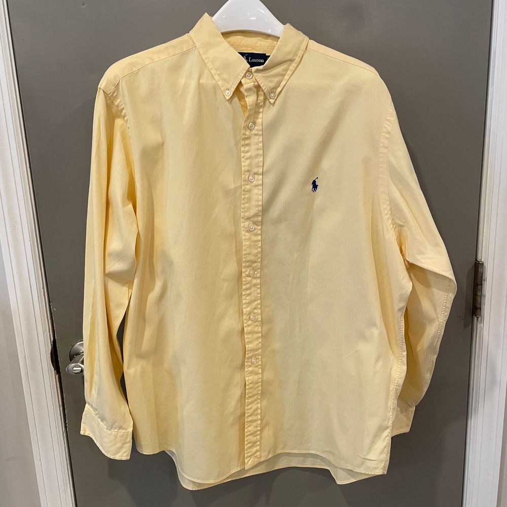 Polo Ralph Lauren Mens Classic Fit Button Down Shirt Yellow 17.5 34/35
